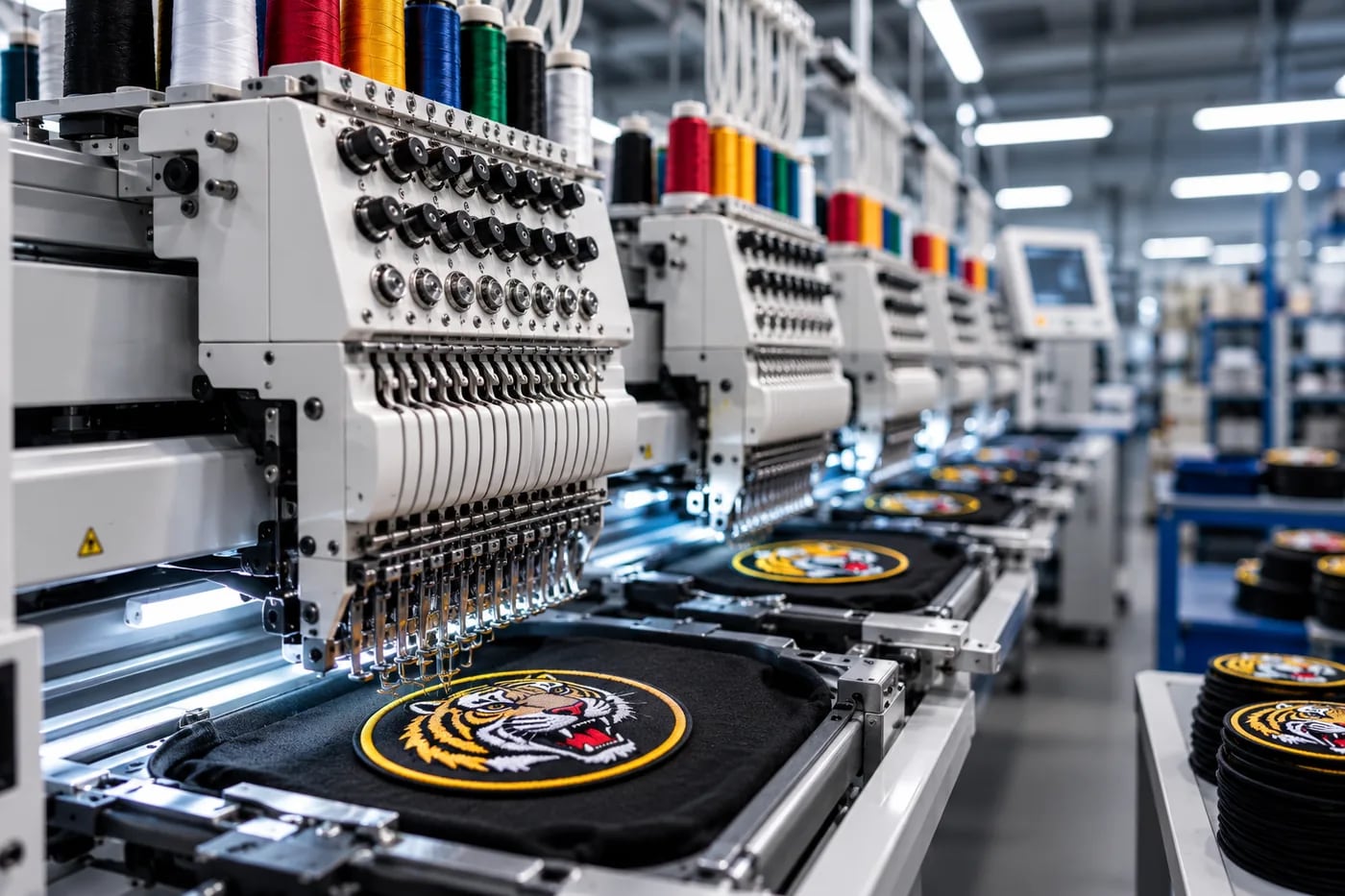 Your artwork is translated into stitch data and set on the machine head.
